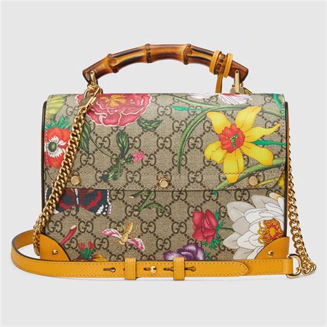 gucci yellow flower bag|vintage Gucci floral bag.